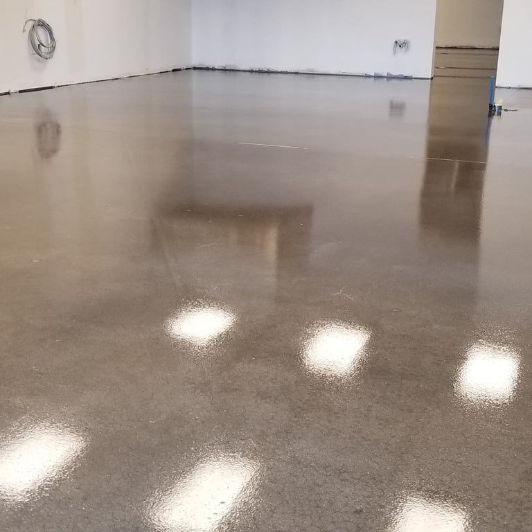 Grind and seal concrete in progress